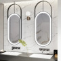 Зеркало капсульной формы на штанге подвесное к потолку с фронтальной подсветкой Мисти 2 в интернет-магазине «Зеркала с подсветкой» фото